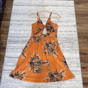 Tropical Orange Halter Dress